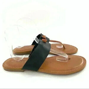 Rampage womens sandals 9 Maxxi black faux leather thong t-strap flip flops